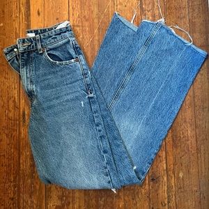 Zara high rise straight wide leg jeans